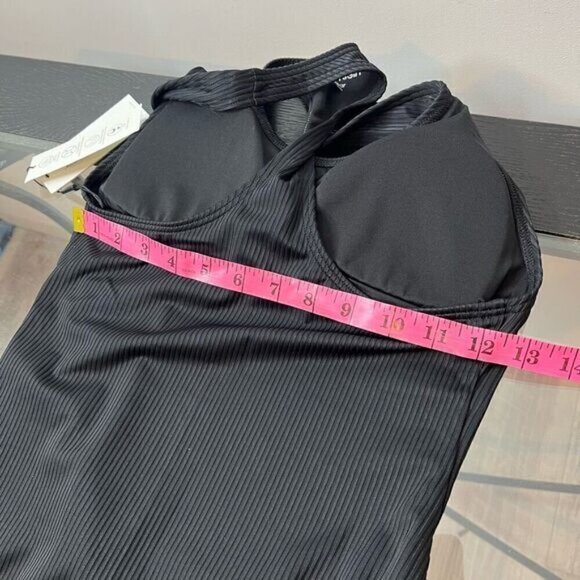 Calvin Klein X Fit Infinite Stretch One Piece Ribbed Black Swimsuit Lined Sporty - Picture 10 of 14